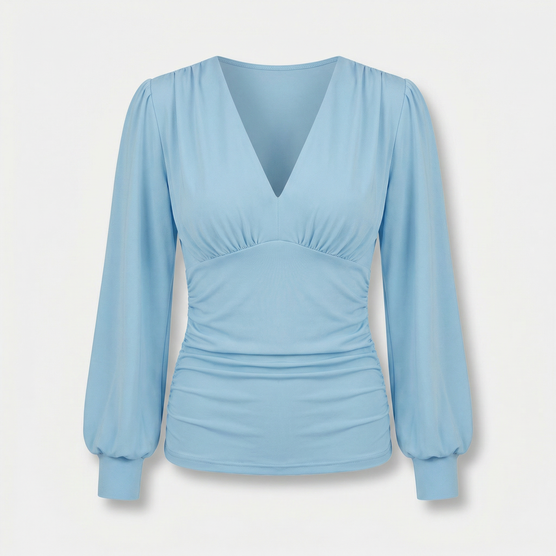 Blusa aderente con texture e scollatura a V