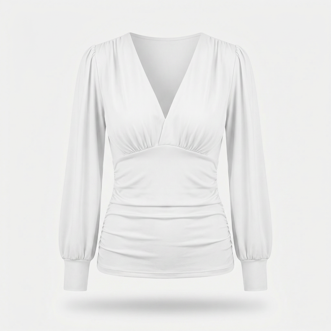 Blusa aderente con texture e scollatura a V