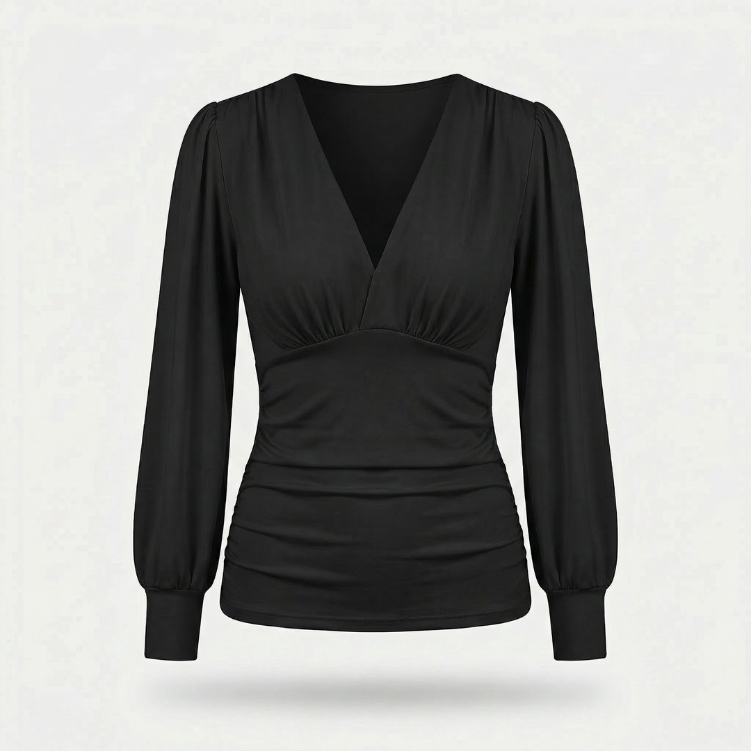 Blusa aderente con texture e scollatura a V