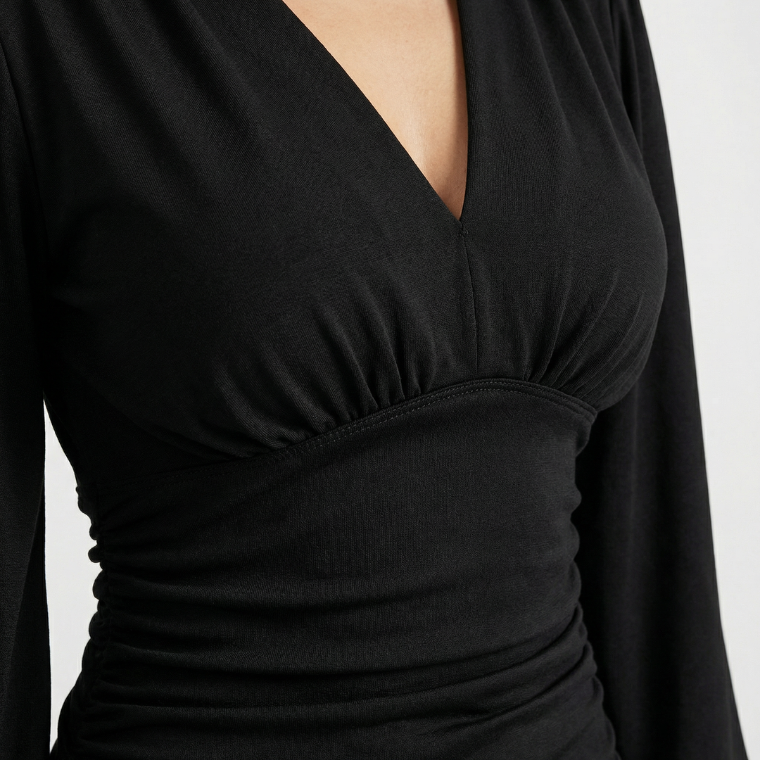Blusa aderente con texture e scollatura a V