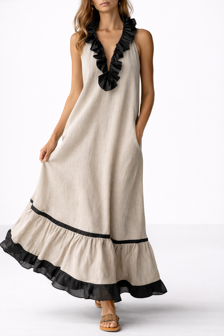 Sona | Abito maxi con volant