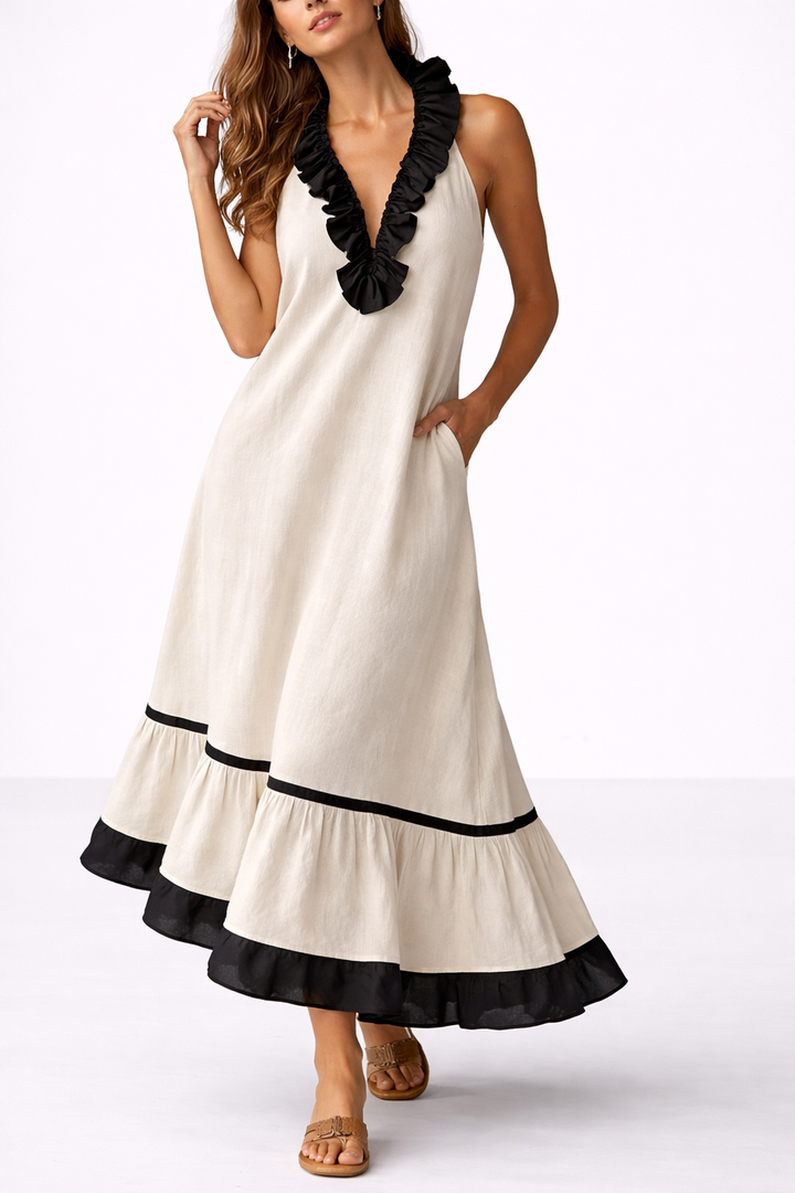 Sona | Abito maxi con volant