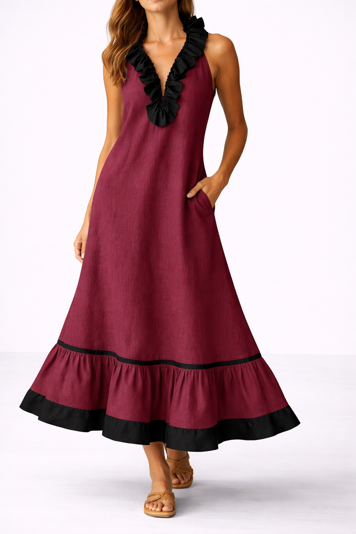 Sona | Abito maxi con volant