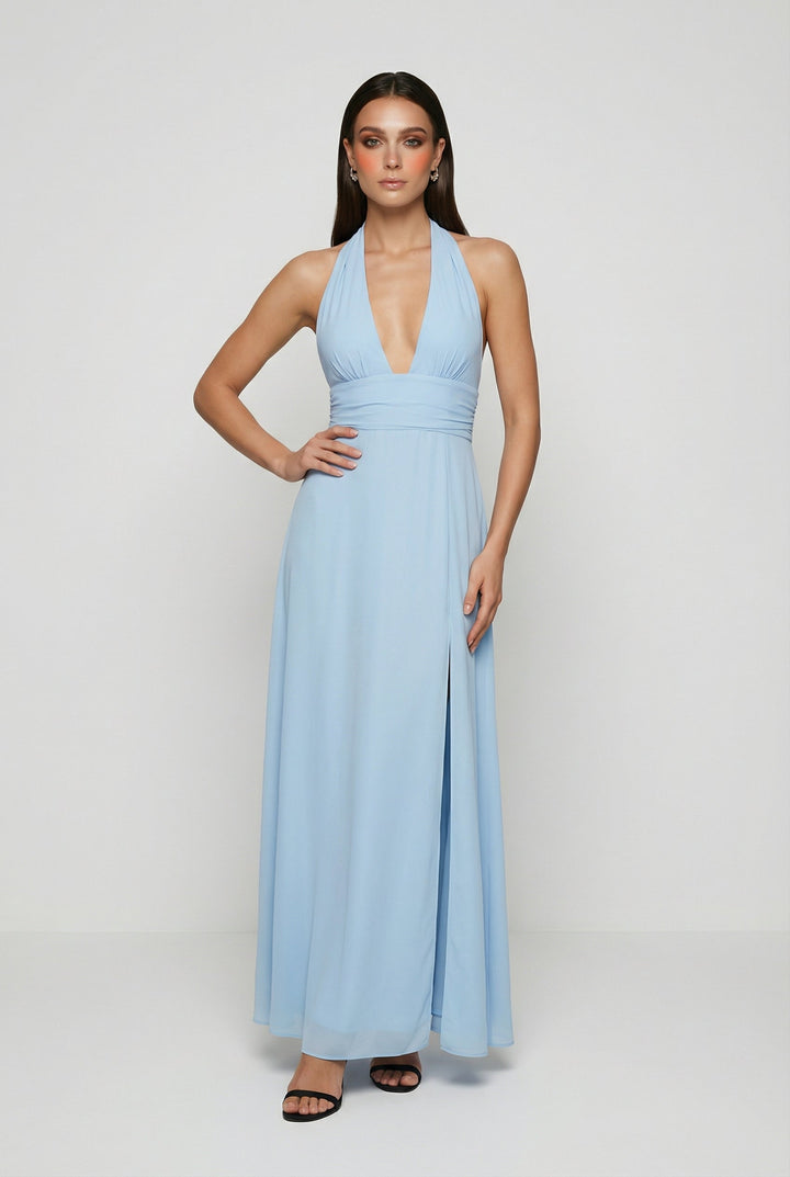 Paulinána | Maxi abito blu con schiena scoperta
