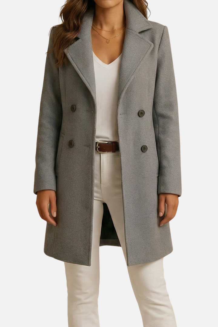 Cappotto lungo elegante con colletto a revers