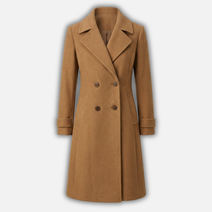 Cappotto lungo elegante con colletto a revers