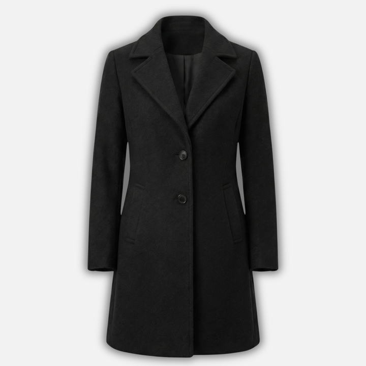 Cappotto lungo elegante con colletto a revers