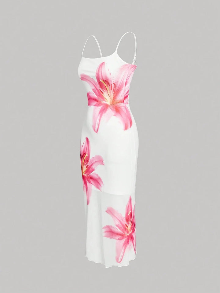 Magda | Abito aderente con scollatura quadrata e motivo floreale