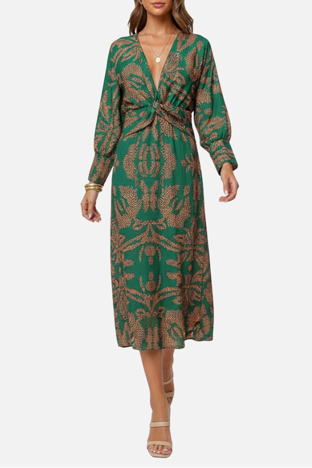 Oľga | Abito maxi boho con maniche lunghe