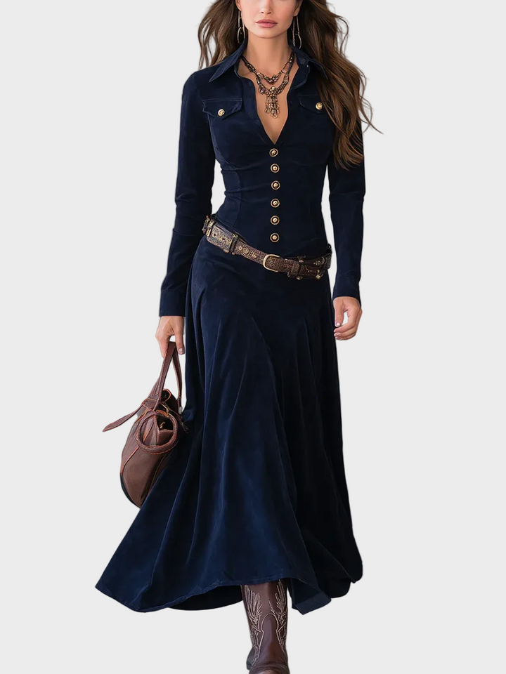 Iwona | Abito maxi in camoscio