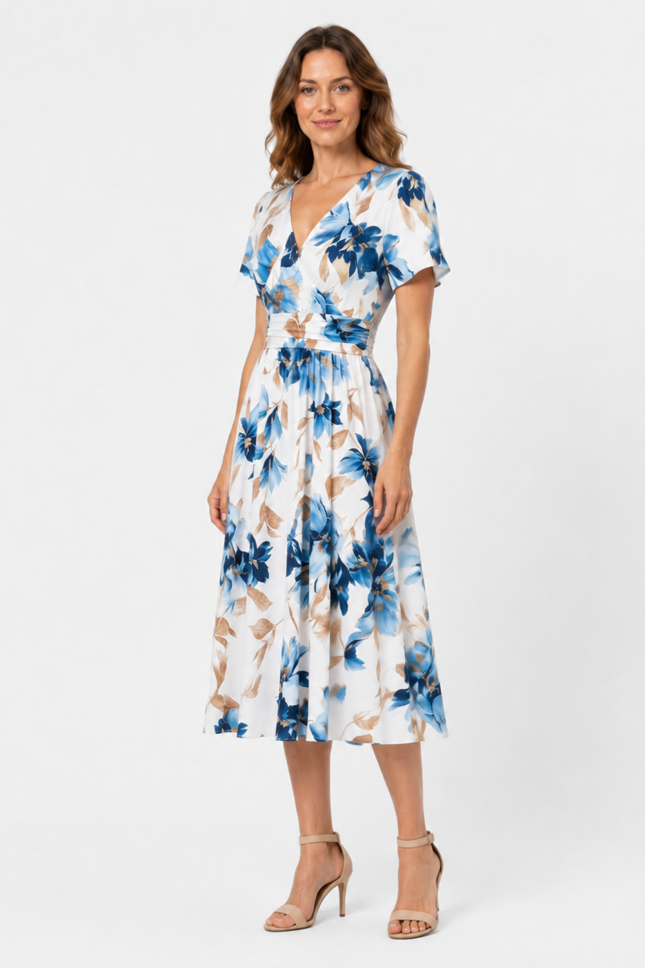 Zara | Abito midi a fiori avvolgente con cintura arricciata
