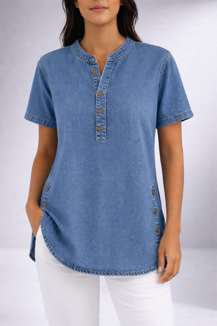 Zuzana | Camicia casual in denim a maniche corte