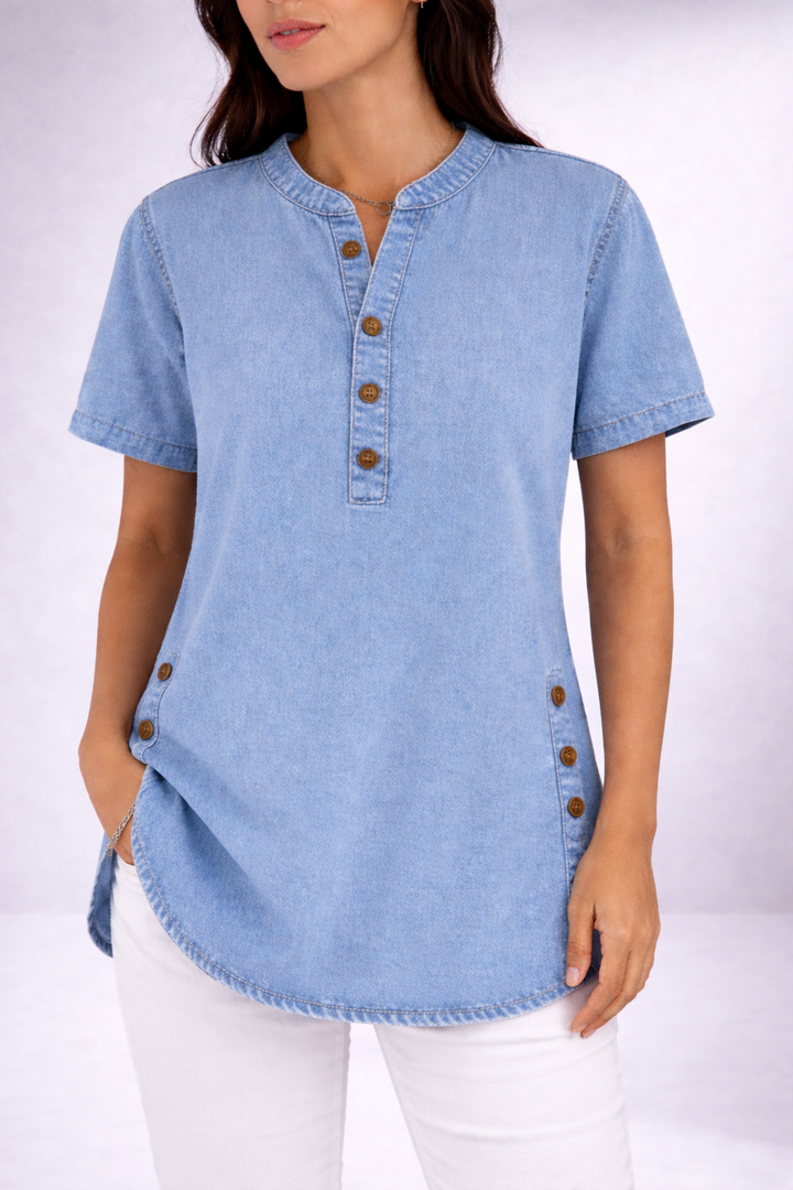 Zuzana | Camicia casual in denim a maniche corte