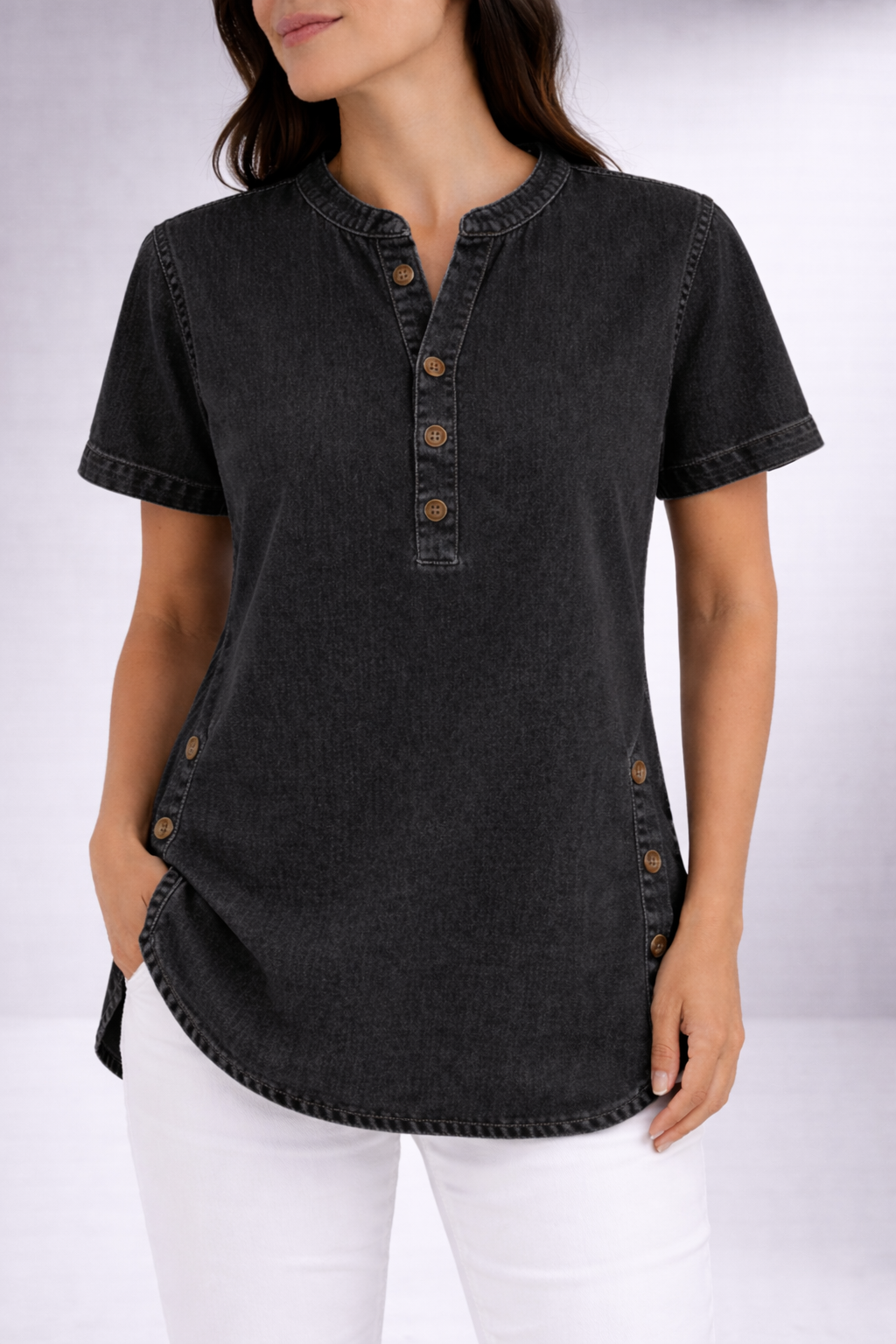 Zuzana | Camicia casual in denim a maniche corte