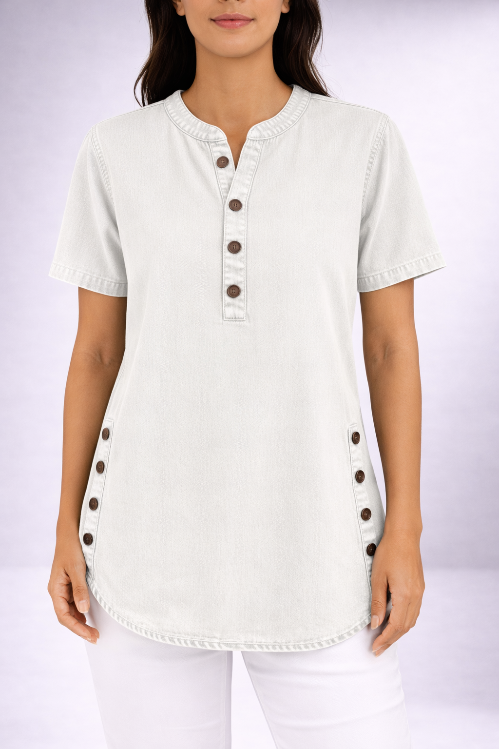 Zuzana | Camicia casual in denim a maniche corte
