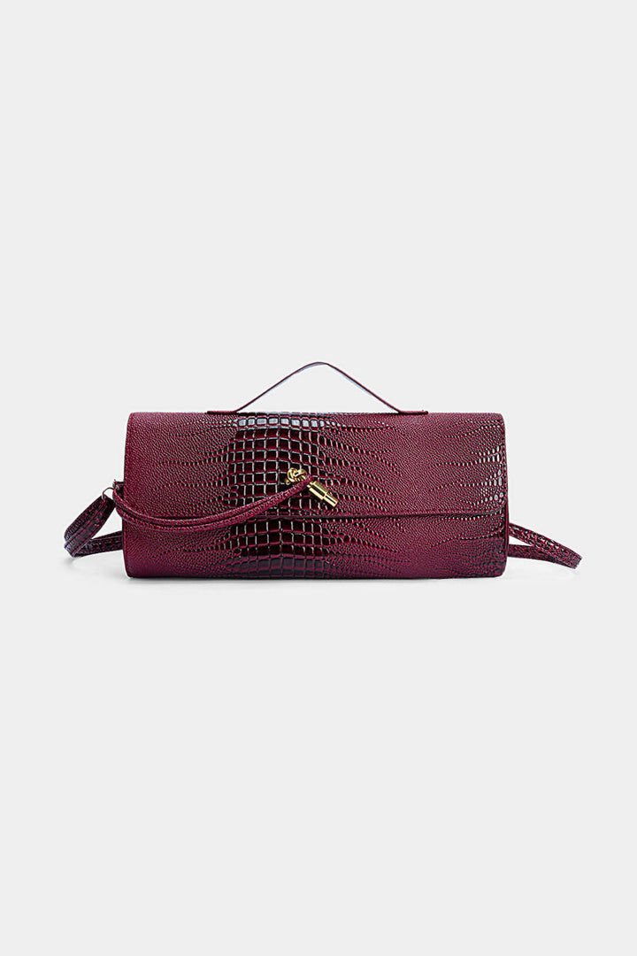 Borsa in similpelle con effetto coccodrillo