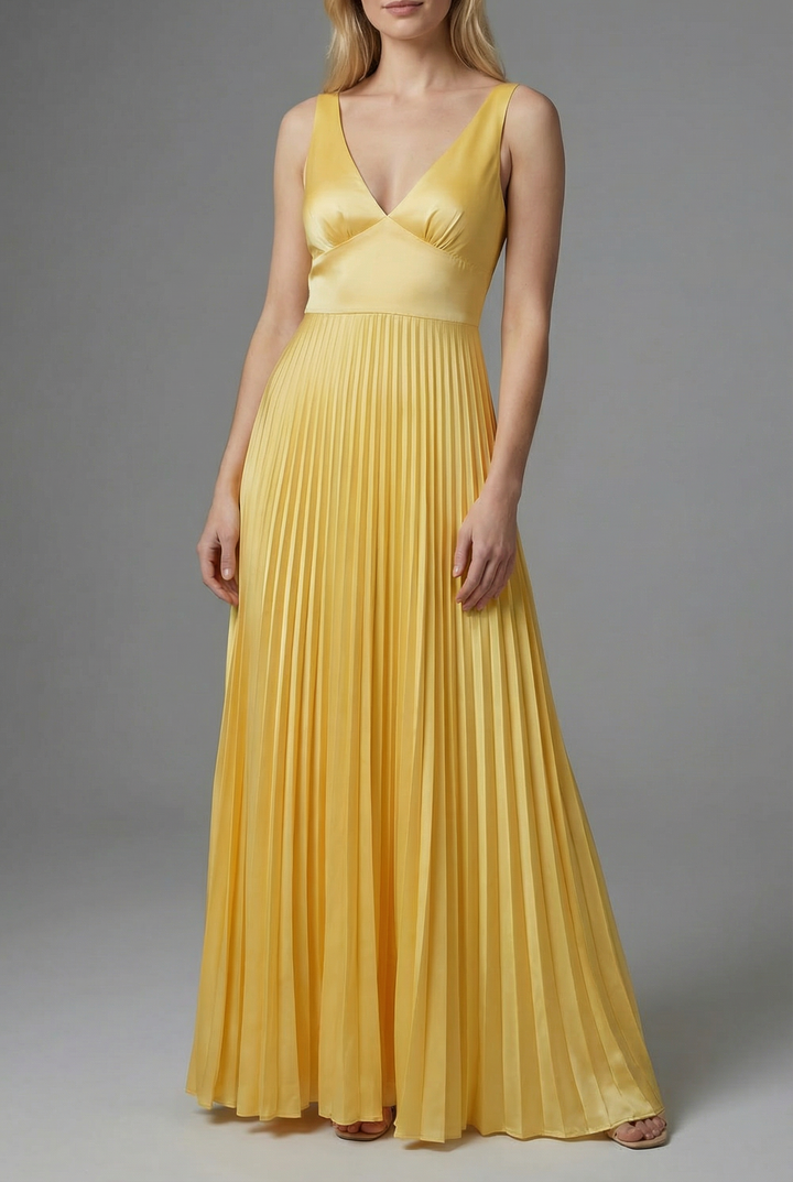 Brigita | Abito maxi plissettato giallo