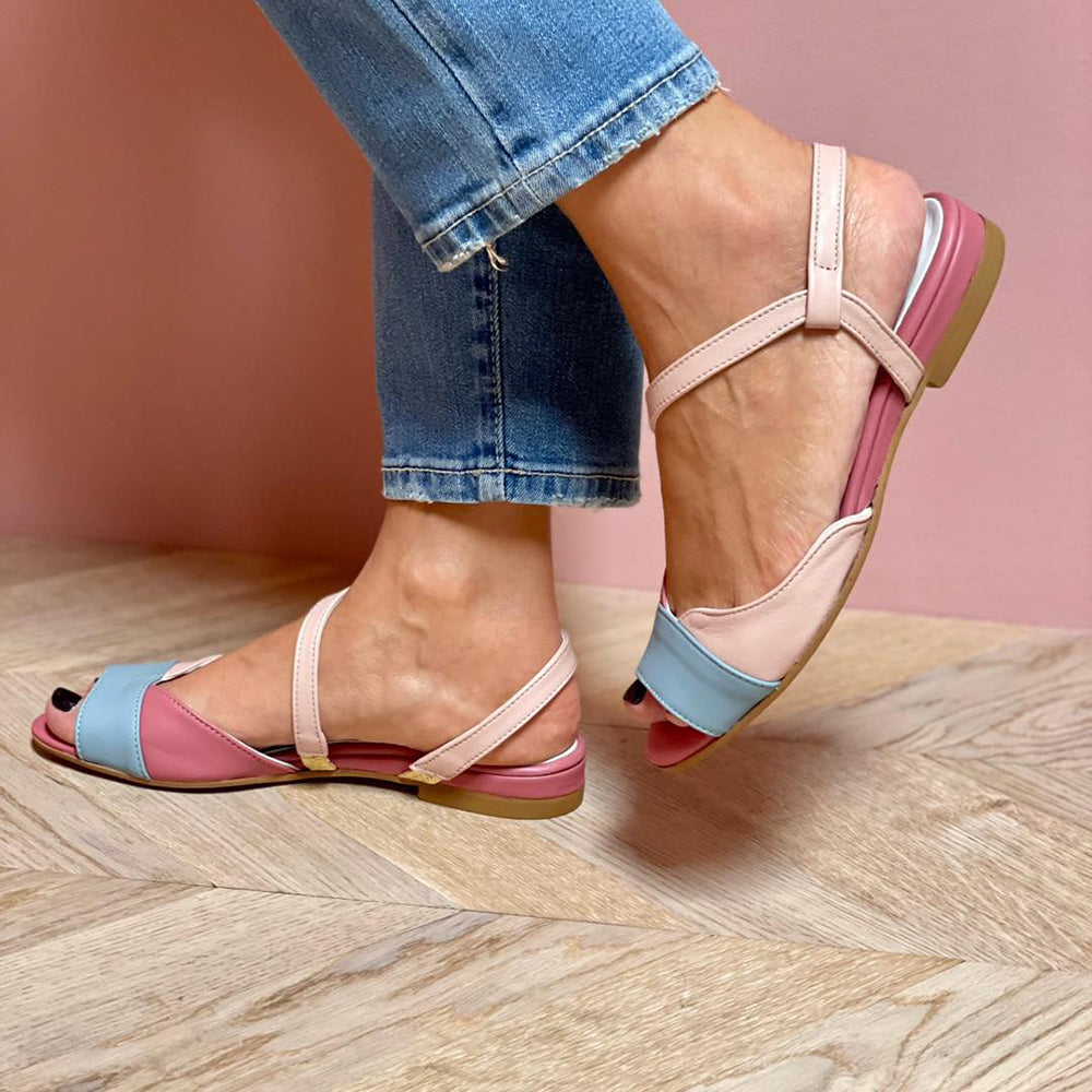 Roselina | Sandali rosa asimmetrici