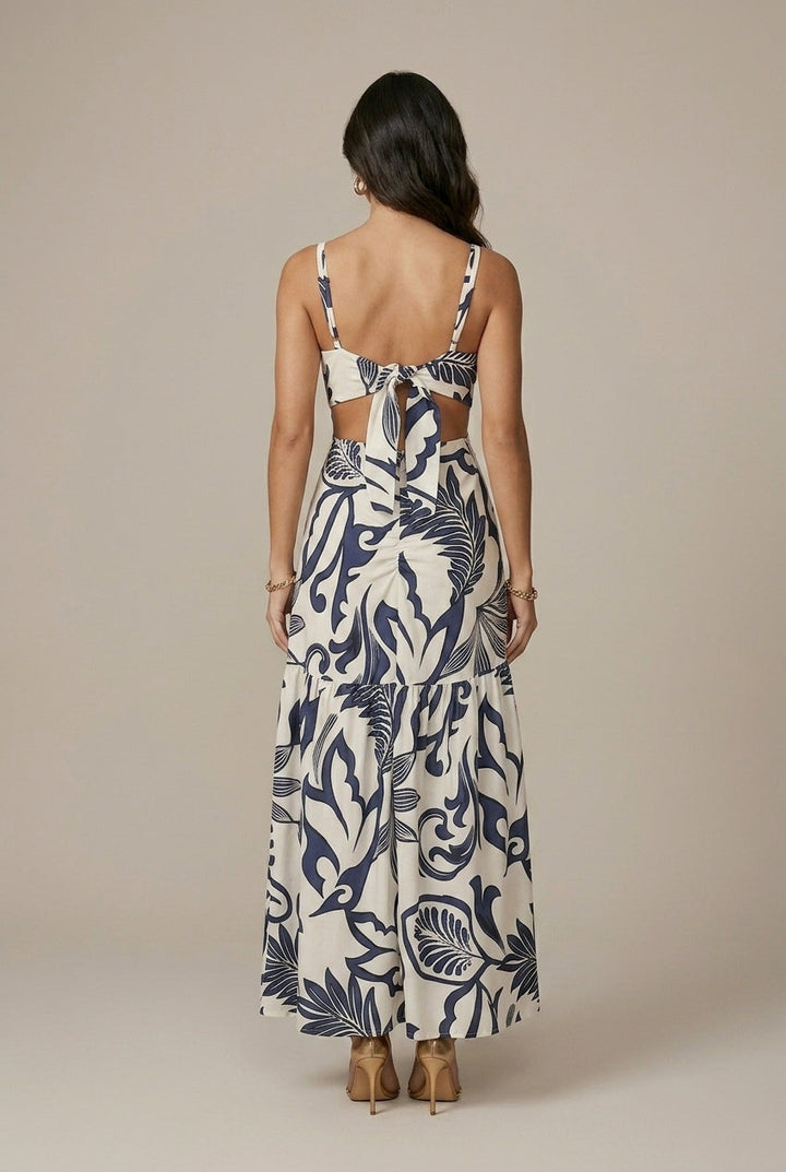Dalma | Abito maxi floreale con cintura