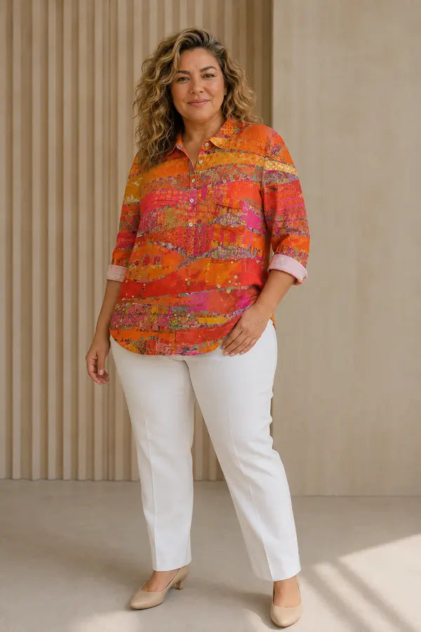 Jesika | Blusa colorata con scollatura a volant