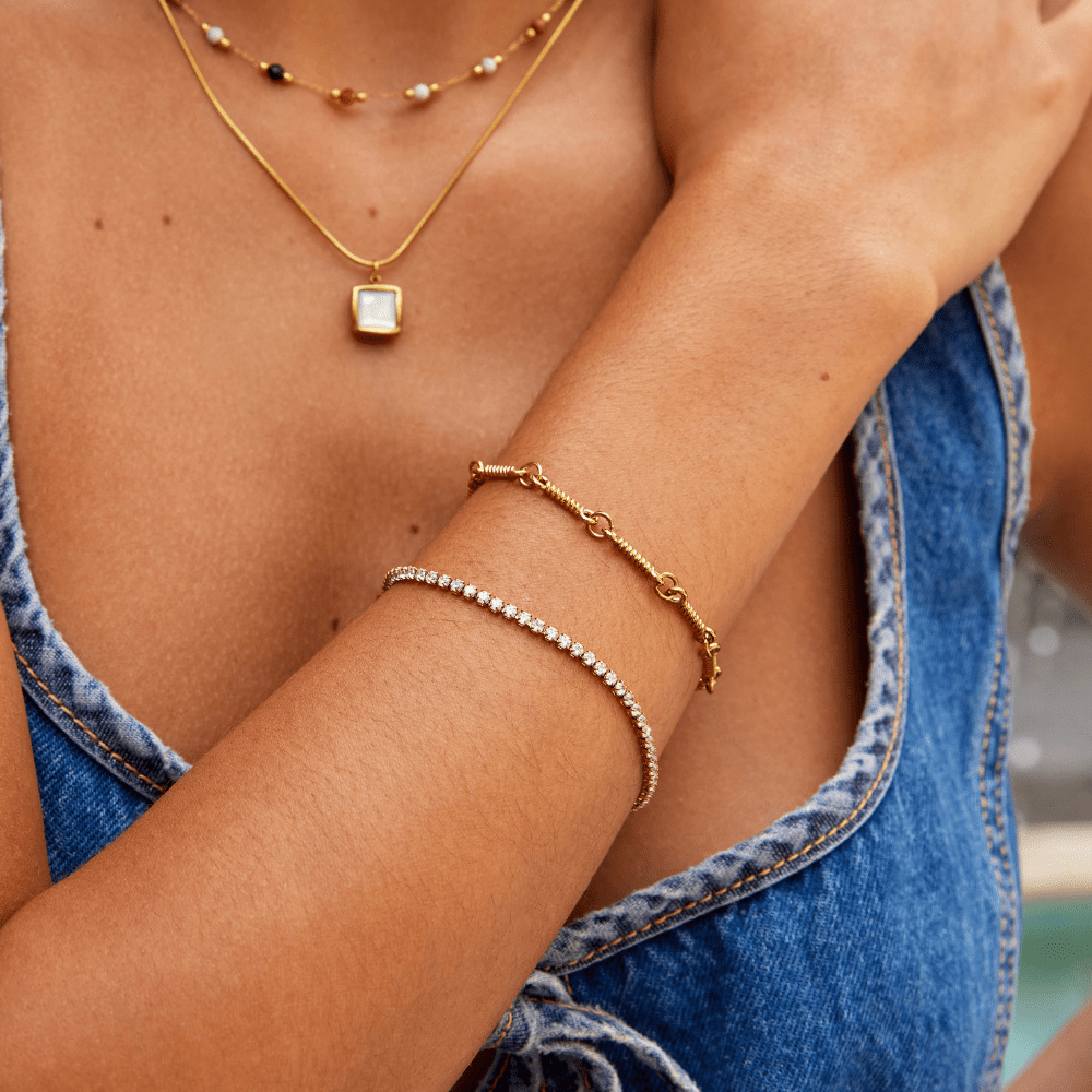Bracciale da tennis dorato Cordelia