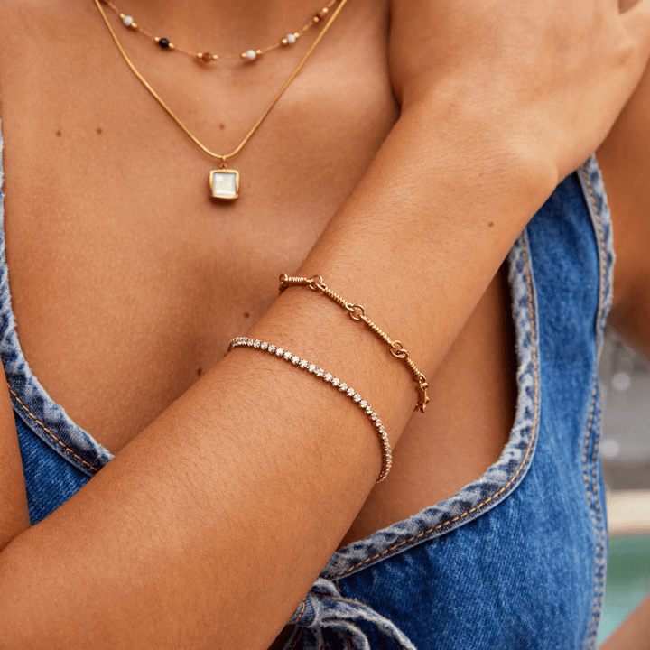 Bracciale da tennis dorato Cordelia