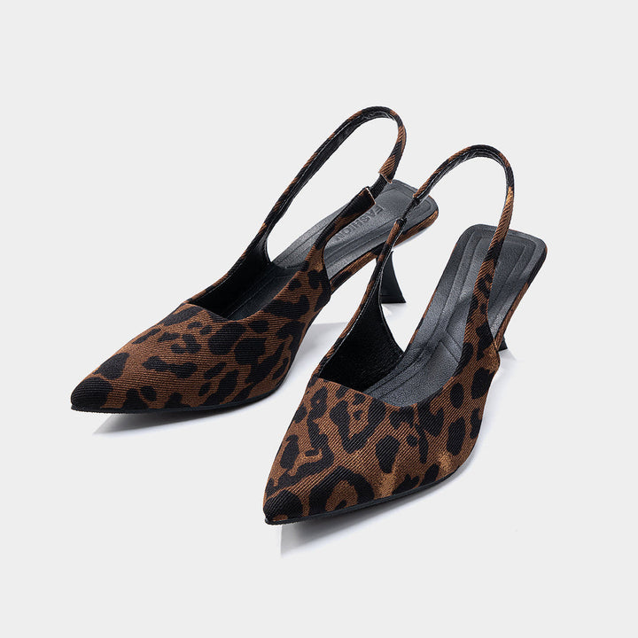 Scarpe a punta in caramello con motivo leopardato