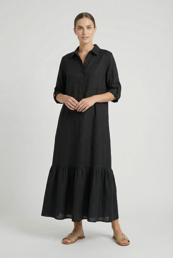 Nela | Maxi abito floreale bianco e nero
