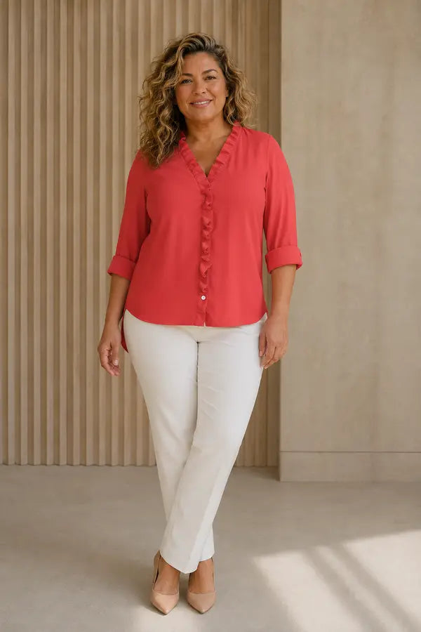 Jolanta | Blusa stampata con scollatura a volant