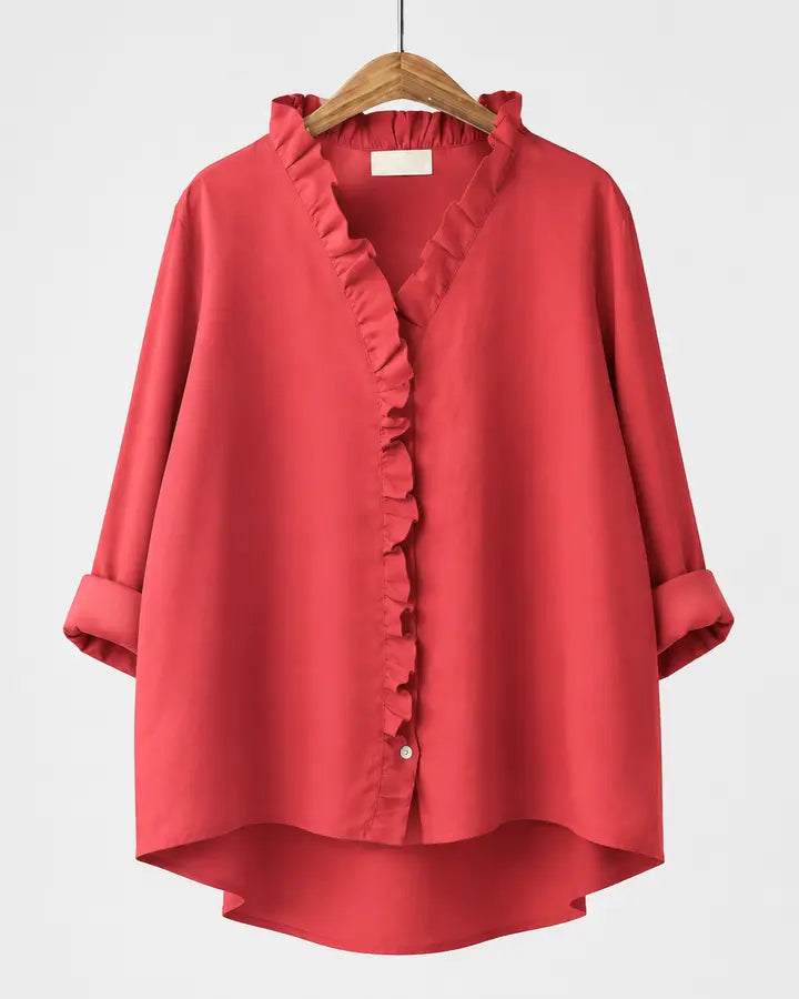 Jolanta | Blusa stampata con scollatura a volant