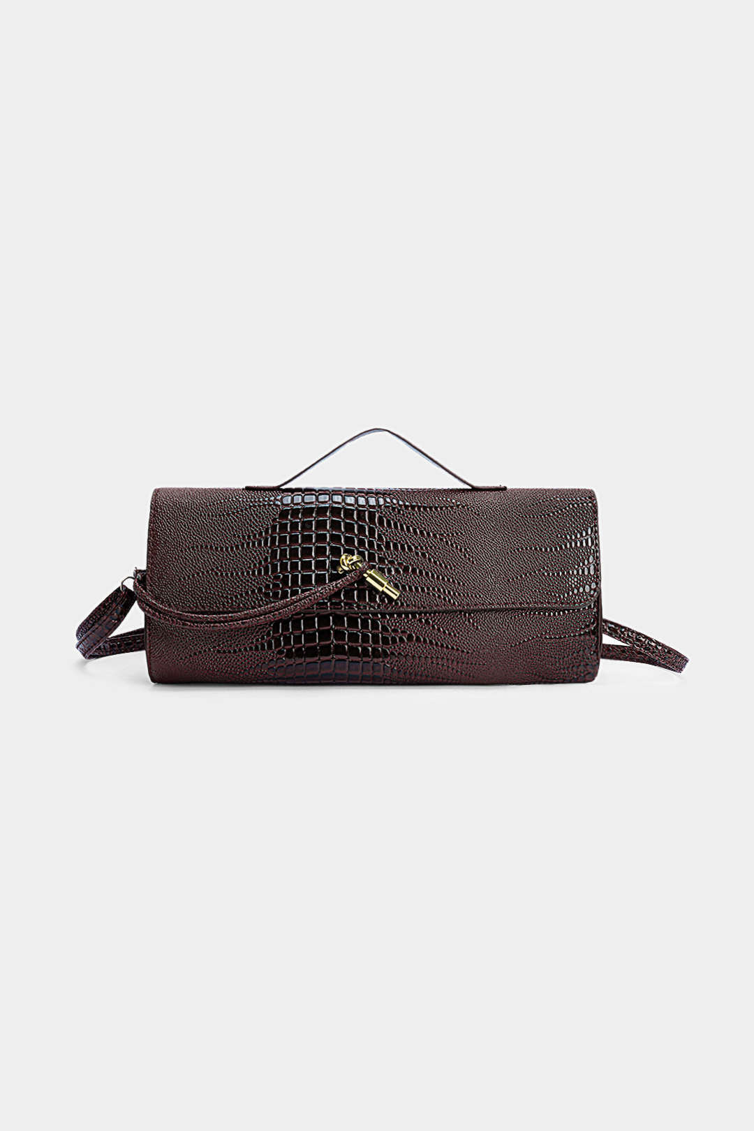 Borsa in similpelle con effetto coccodrillo