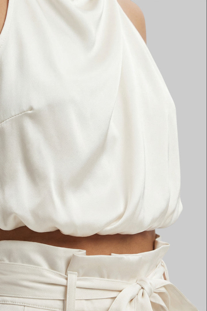 Vlastimila | Tuta con scollatura drappeggiata e pantaloni larghi