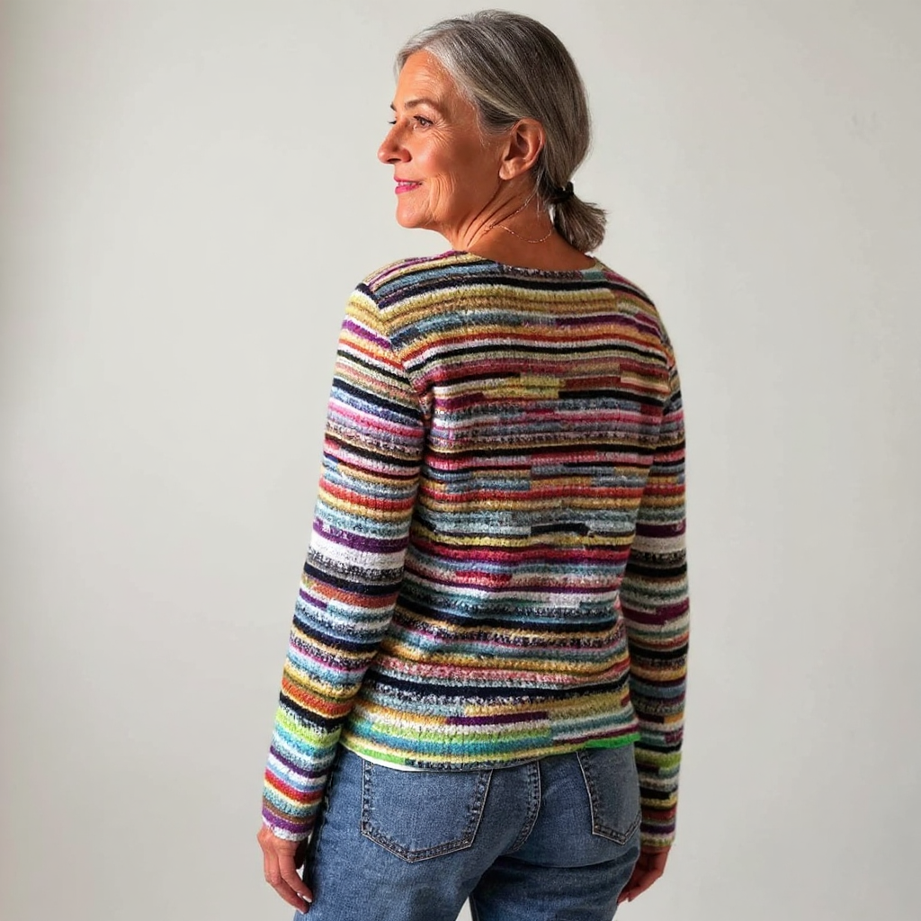 Maglione leggero a maglia con strisce colorate