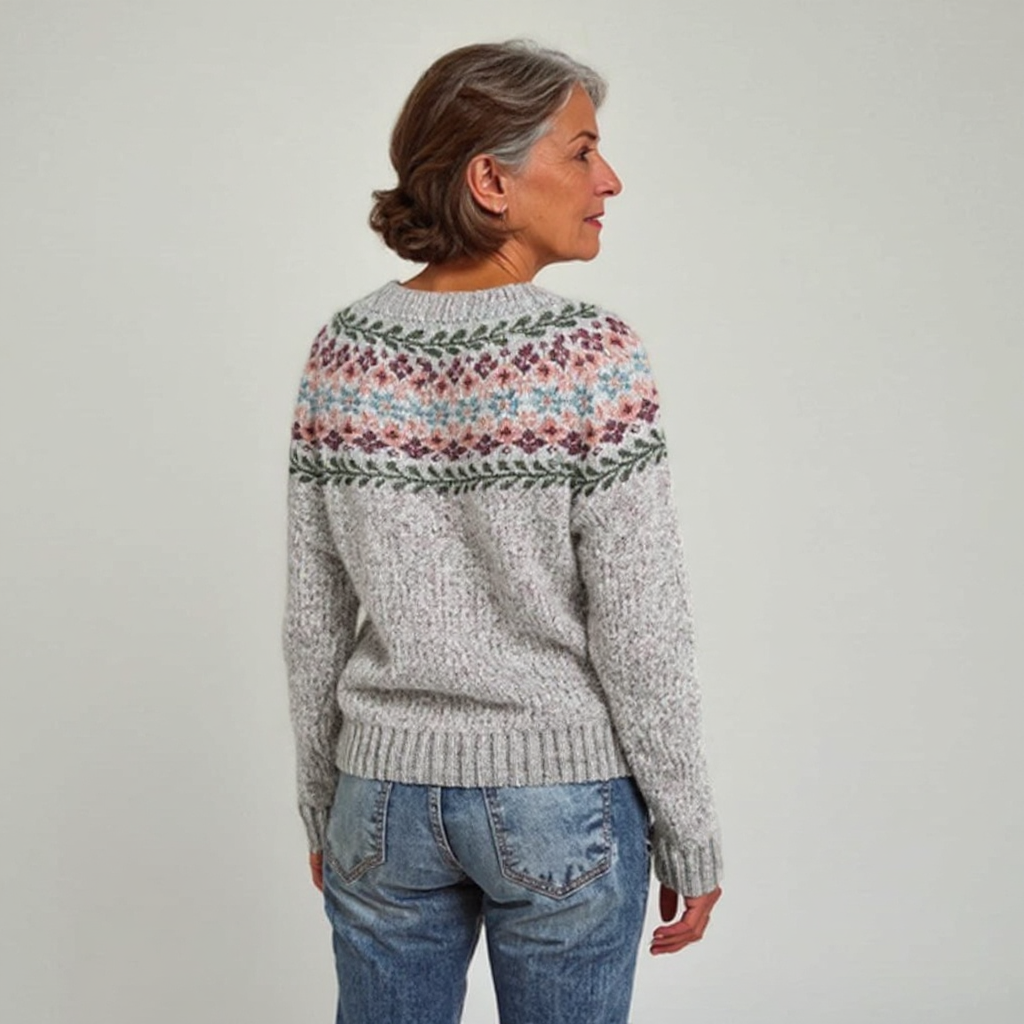 Maglione lavorato a maglia con motivo geometrico multicolore sulle spalle
