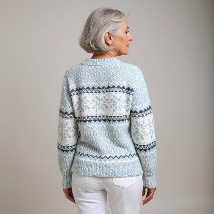 Maglione lavorato a maglia con colletto alto e fiocchi di neve in tonalità pastello