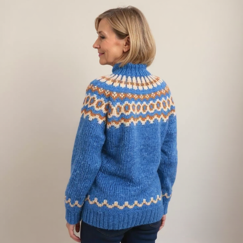 Maglione a collo alto con motivo nordico in tonalità terra