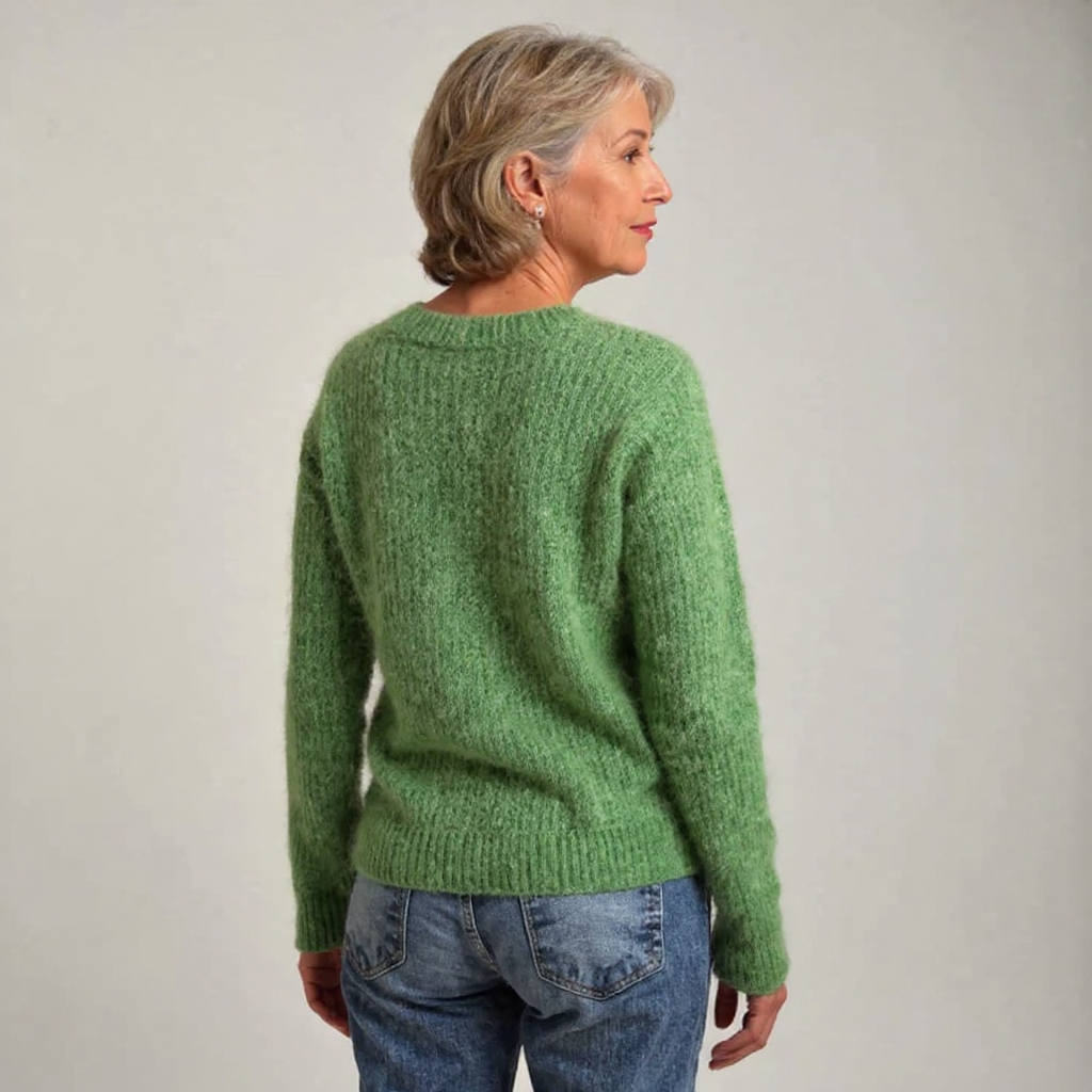 Maglione verde a maglia con motivo di pecore