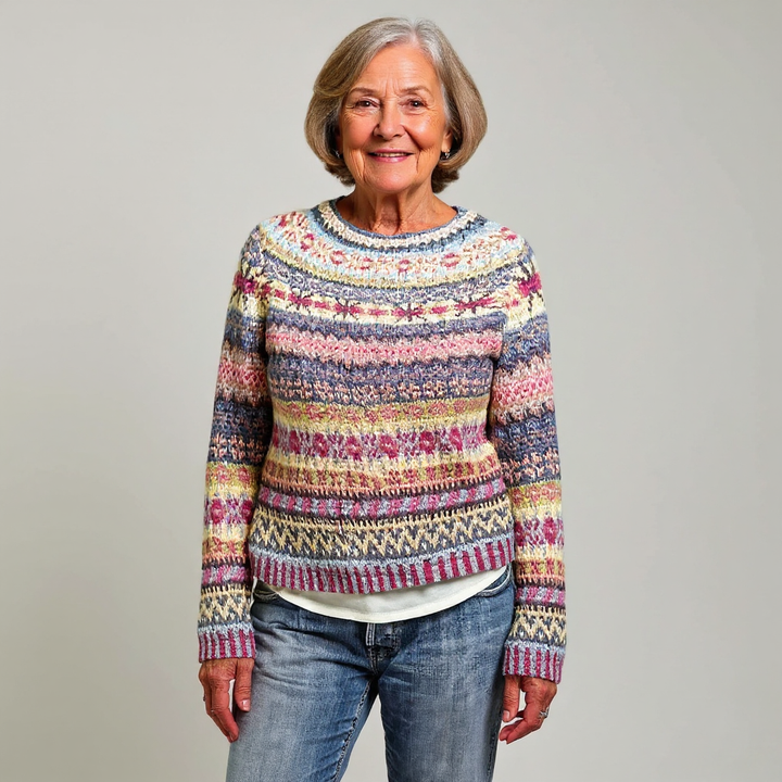 Maglione lavorato a maglia con motivo a mosaico multicolore