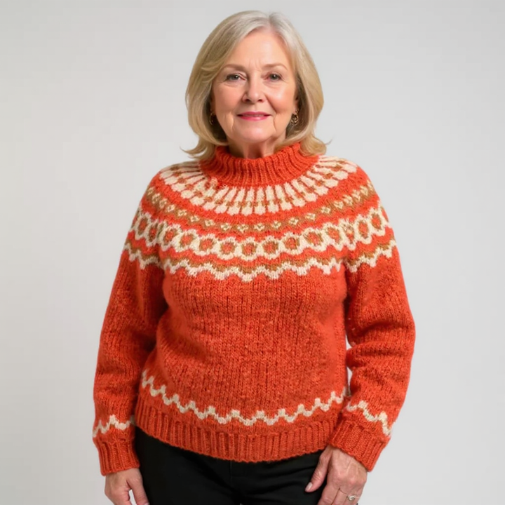 Maglione a collo alto con motivo nordico in tonalità terra