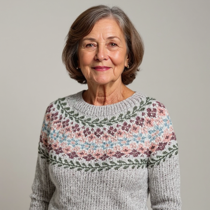 Maglione lavorato a maglia con motivo geometrico multicolore sulle spalle