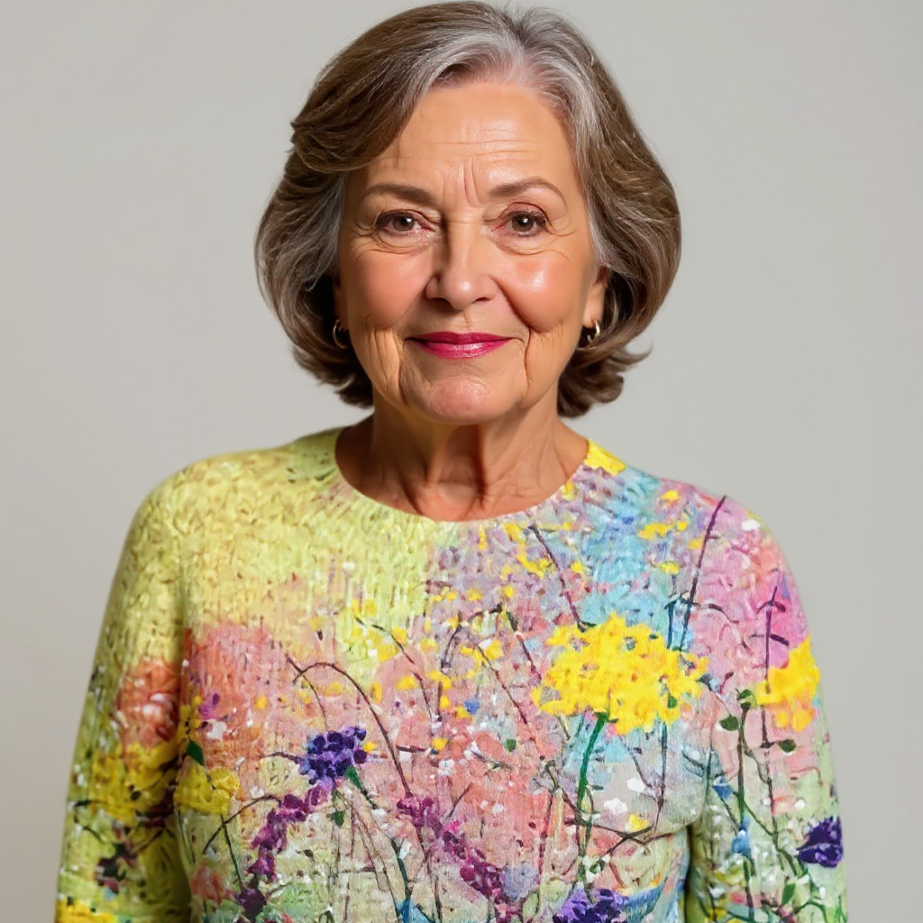 Maglione multicolore con motivo retrò e aspetto artigianale