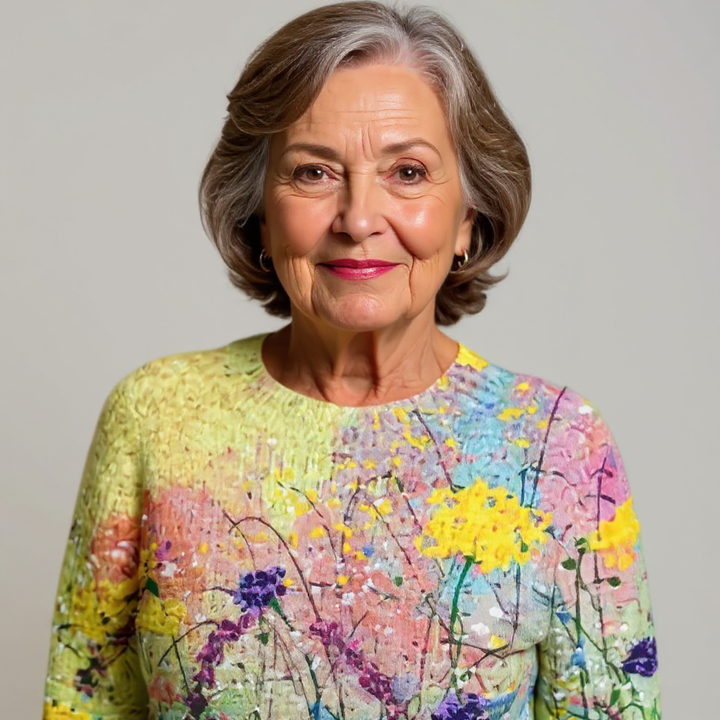 Maglione multicolore con motivo retrò e aspetto artigianale