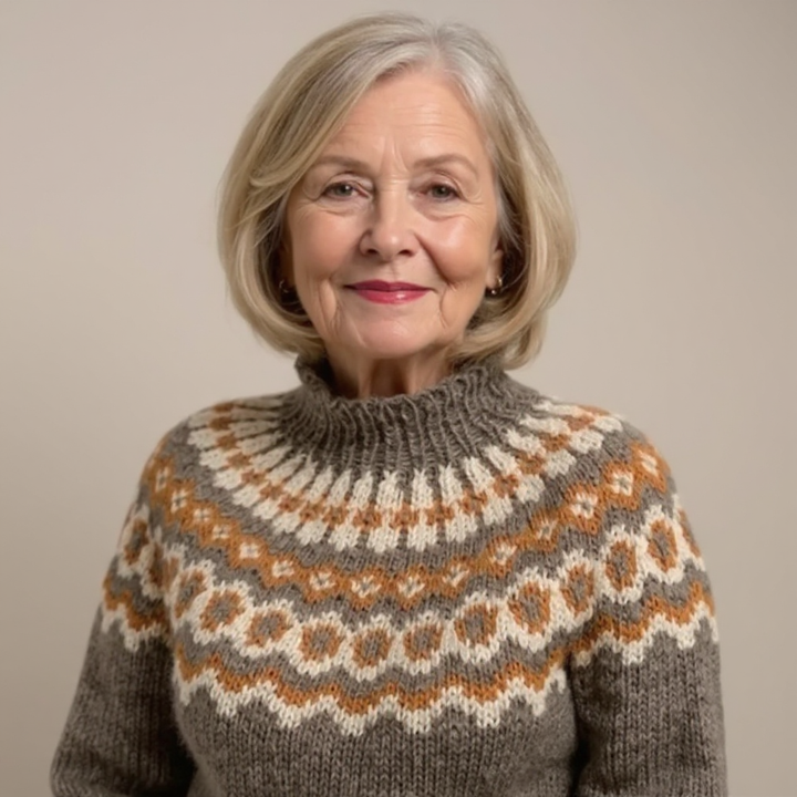 Maglione a collo alto con motivo nordico in tonalità terra