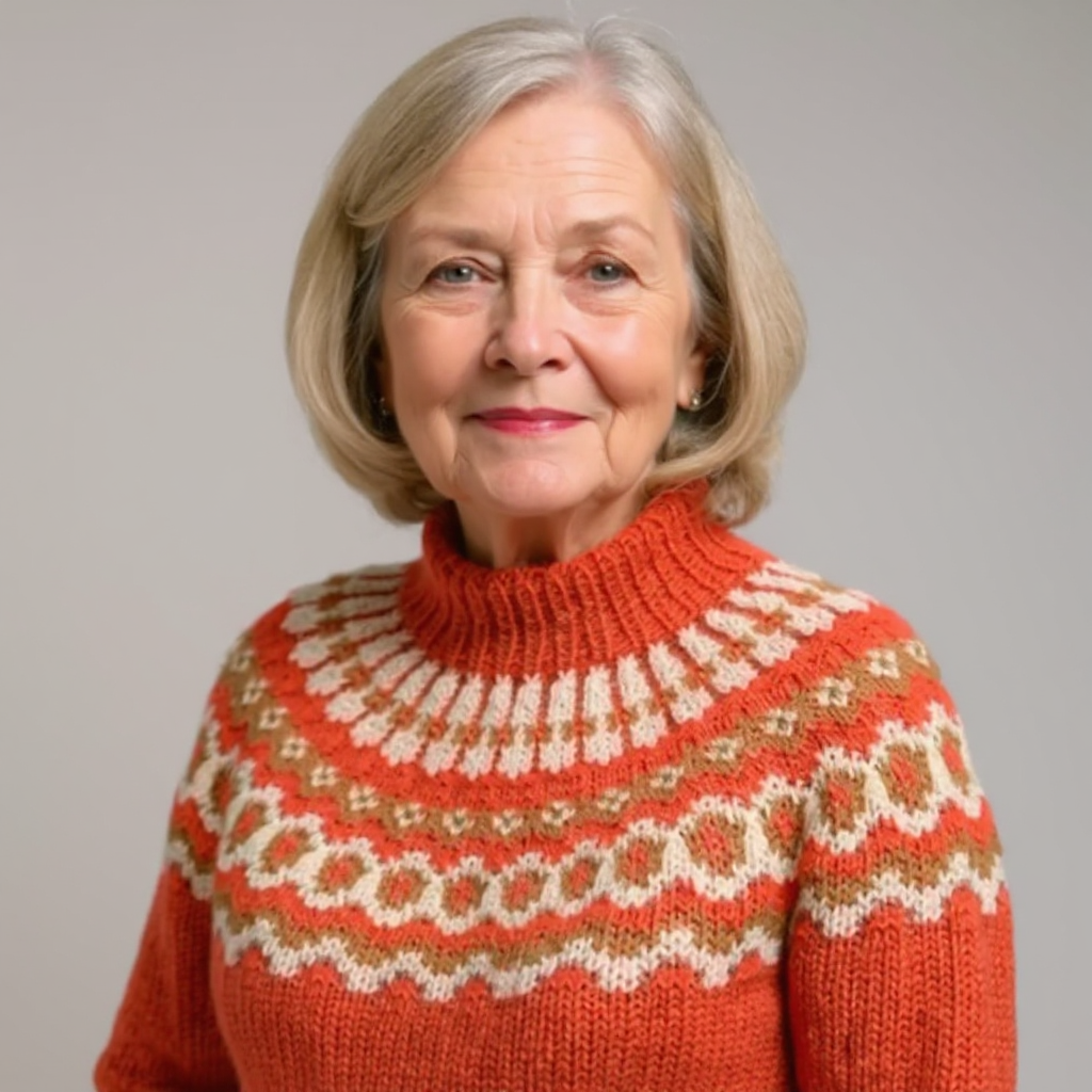 Maglione a collo alto con motivo nordico in tonalità terra