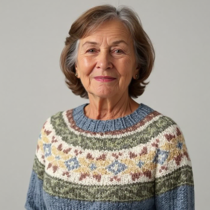 Maglione lavorato a maglia con motivo retrò sul collo