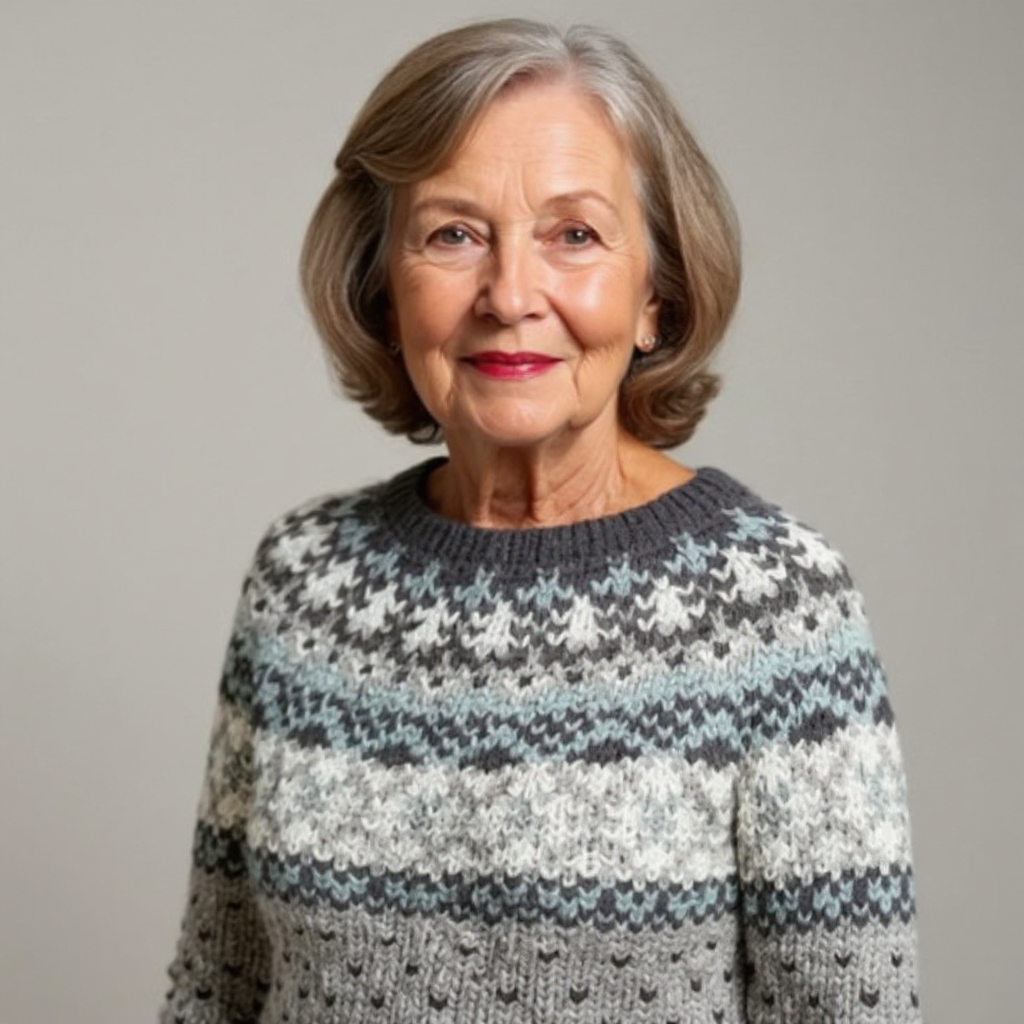 Maglione nordico grigio, bianco e blu chiaro