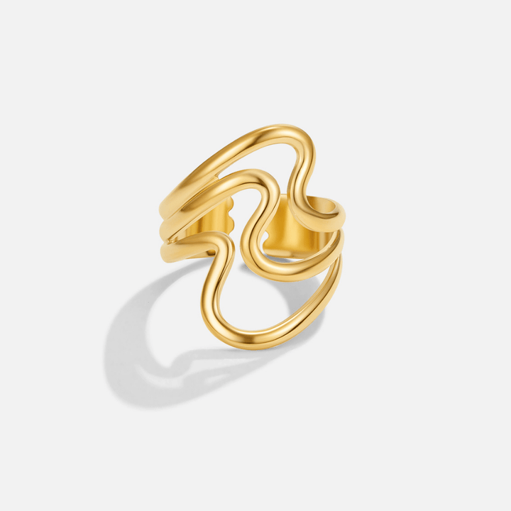 Anello avvolgente in oro con motivo ondulato