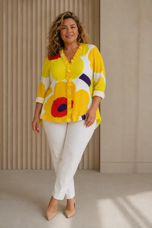 Lesana | Blusa a fantasia con delicato volant