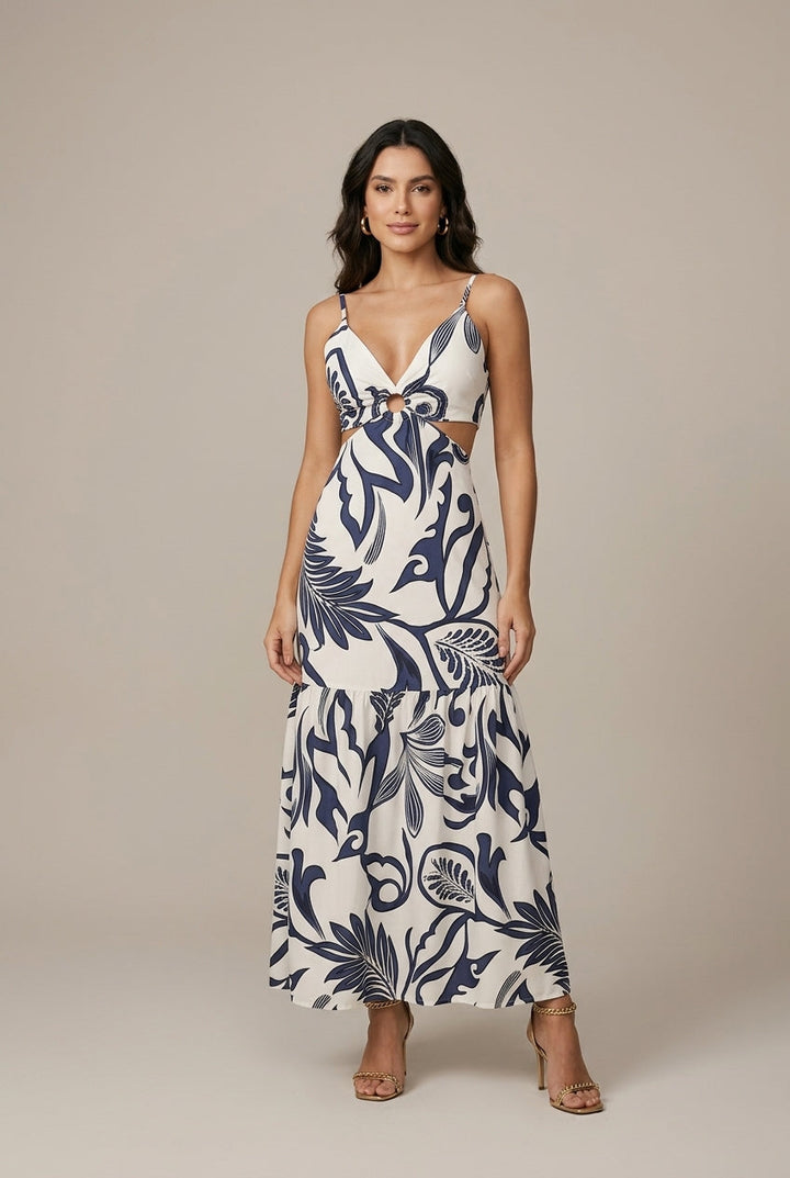 Dalma | Abito maxi floreale con cintura