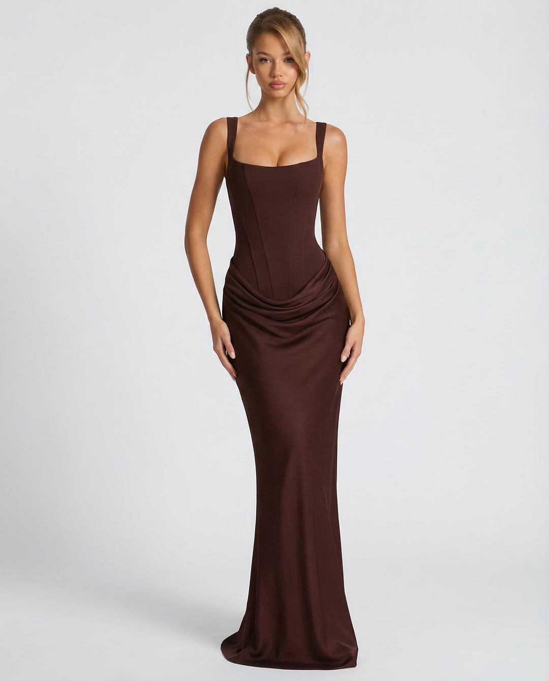 Zdenka | Abito maxi lucido con spalline regolabili